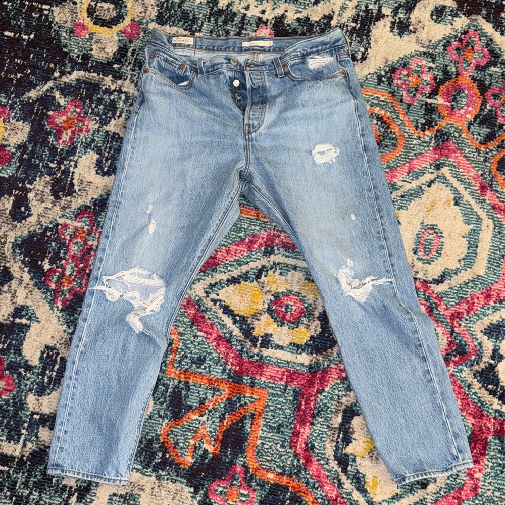Casual Distressed Blue Boyfriend Jeans